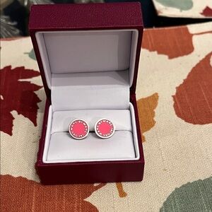 Marc Jacobs Pink Logo Stud Earrings